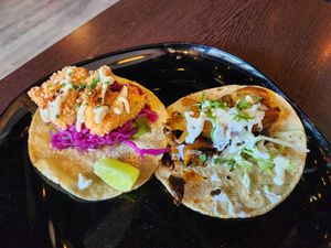 Calamari and mushroom tacos at Calle Rey in Newtown
