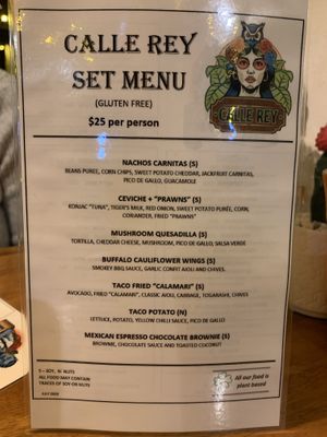 Seven course vegan and gluten free dinner at Calle Rey in Newtown