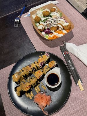 Sushi and falafel bowl  at VEG in Split