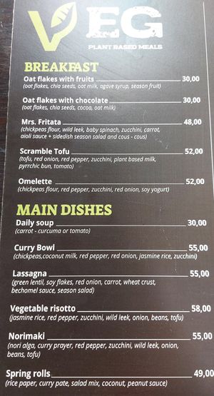Breakfast and main dishes at VEG in Split