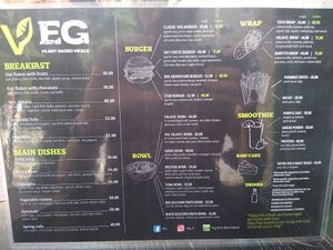 Menu at VEG in Split