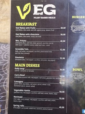 Their menu at VEG in Split