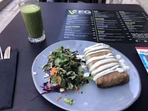 Burrito and Green Day smoothie  at VEG in Split