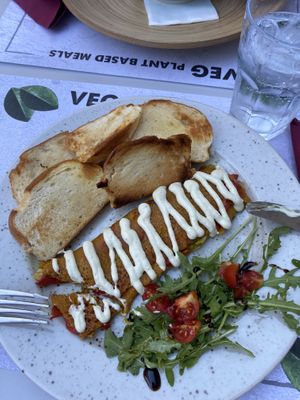 Vegan omelette with extra bread   at VEG in Split