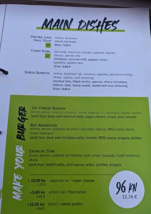 Menu P3 at VEG in Split