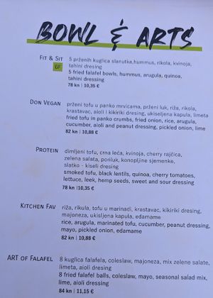 Menu P2 at VEG in Split