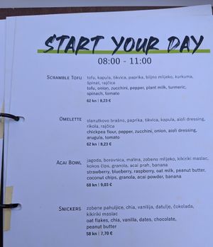 Menu P1 at VEG in Split