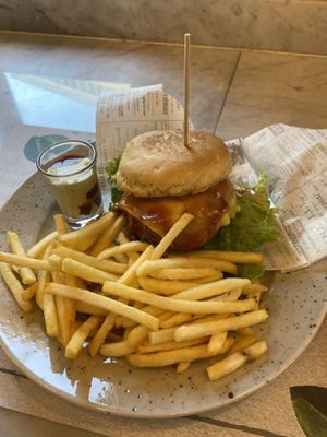 Cheeseburger and fries   at VEG in Split
