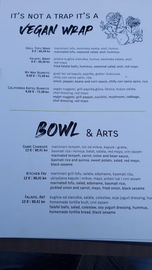 Menu at VEG in Split