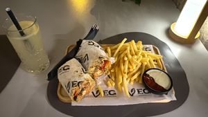 Katsu wrap and chips  at VEG in Split