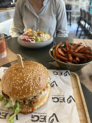 Bbq burger, sweet potatoes fries  at VEG in Split