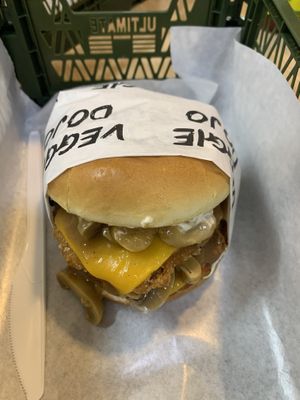 Mushroom burger  at Veggie Dojo in Central Singapore
