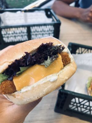 Fish burger at Veggie Dojo in Central Singapore