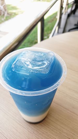 butterfly pea milk tea at Veggie Dojo in Central Singapore