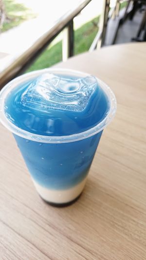 butterfly pea milk tea at Veggie Dojo in Central Singapore