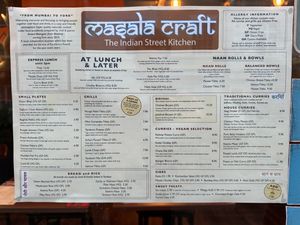 Menu  at Masala Craft in York