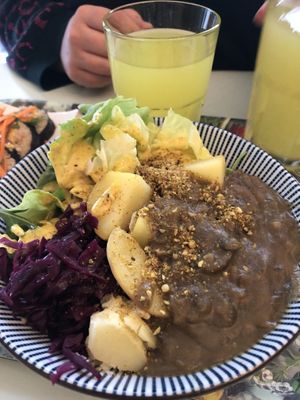 Bowl with potatoes, mushrooms gravy and sourkraut   at Le Botaniste - Bailli in Brussels