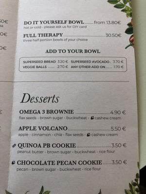 Menu  at Le Botaniste - Bailli in Brussels