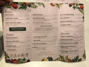 menu  at Le Botaniste - Bailli in Brussels