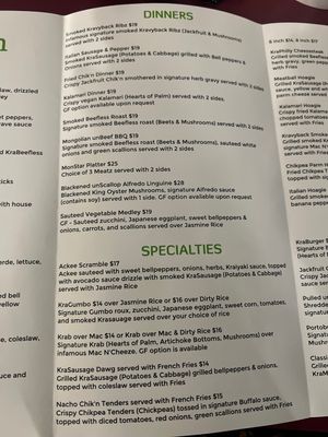 Menú  at KraVegan in Jacksonville