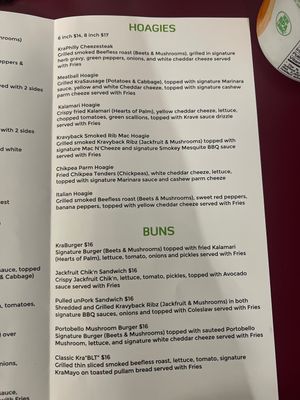 Menú  at KraVegan in Jacksonville