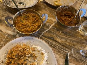 Tadka dal, left, and vegan madras with soy chunks  at Coriander's - St Asaph in Christchurch