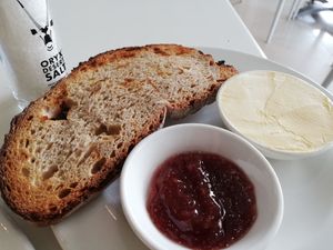 A side of bread and vegan butter at The Greenside Cafe in Johannesburg
