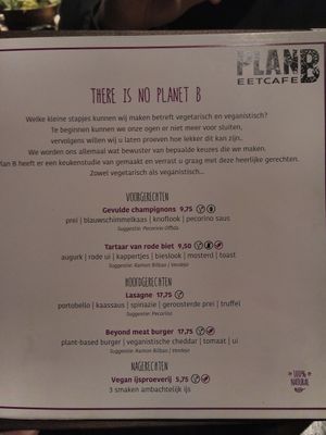 Vegan/vega menu at Eetcafe Plan B in Leusden