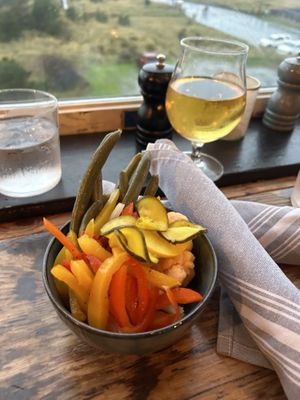 Pickled vegetables and pear cider    at Pickled Fish in Long Beach