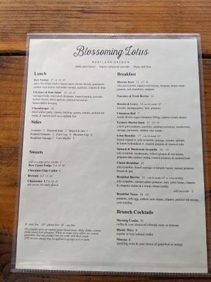 Brunch menu at Blossoming Lotus - Irvington in Portland