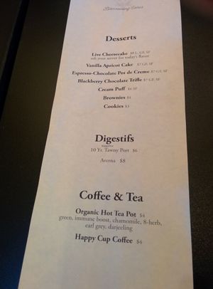 Dessert menu at Blossoming Lotus - Irvington in Portland