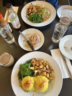 Top: biscuits and gravy Bottom: lotus Benedict   at Blossoming Lotus - Irvington in Portland
