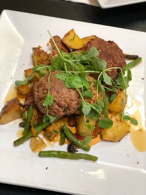 Breakfast Hash with “sausage” instead of tofu at Blossoming Lotus - Irvington in Portland