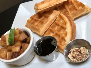 Waffles with Apple Compote (deconstructed) at Blossoming Lotus - Irvington in Portland