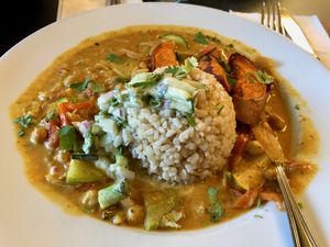 very nice curry with rice at Blossoming Lotus - Irvington in Portland
