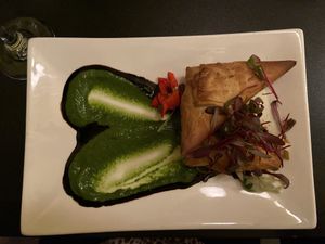 Olive & Herbed Cashew Cheese Filo - amazing! at Blossoming Lotus - Irvington in Portland