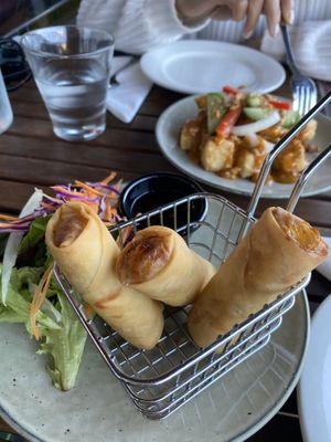 Vegan spring rolls  at Sukkho Thaii in Thirroul