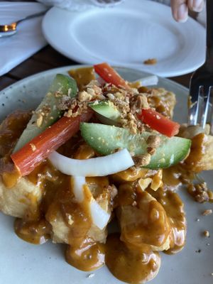 Deep fried tofu (entree) with peanut sauce  at Sukkho Thaii in Thirroul