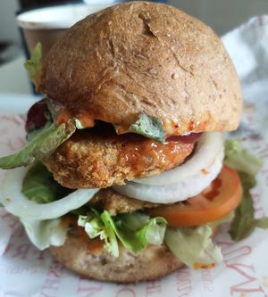 Shewe burger at Shewe Vegan & Vegetarian Cafe in Chiang Mai