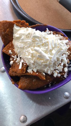 Chilaquiles con salsa de la casa  at La Ruta del Chai in Mexico City