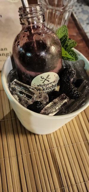 Mulberry smoothie...mmmm #Veganuary at The Kitchen at Yenakat in Bangkok