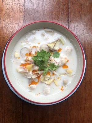 Mushrooms soup in coconut milk  at The Kitchen at Yenakat in Bangkok