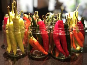 Pickled chilies  at The Kitchen at Yenakat in Bangkok