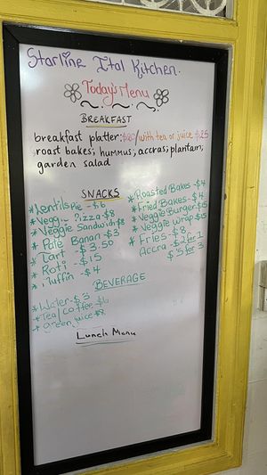 Menu in April 2024  at StarLine Ital Kitchen in Roseau