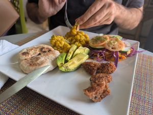 Lunch plate at StarLine Ital Kitchen in Roseau