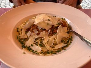 Walnut Bolognese Spaghetti at April in Feldkirch