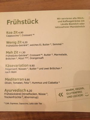 breakfast menu at April in Feldkirch