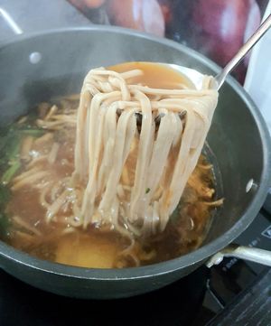Dotori Kalguksu - close-up of noodles at Dotori Kalguksu in Seoul