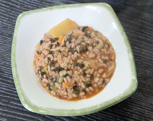 porridge made with rice and broth at Dotori Kalguksu in Seoul