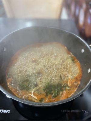 Vegan hot pot   at Dotori Kalguksu in Seoul